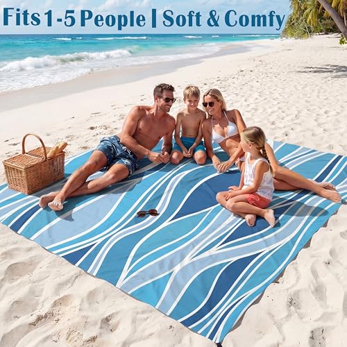 Famstar Beach Blanket Oversized Extra Large 78" X 81",Waterproof Sandproof Beach Blanket 1-7 Adults Lightweight Durable for Travel Camping Hiking Picnic - color: Mixed1, size: 78" X 81"