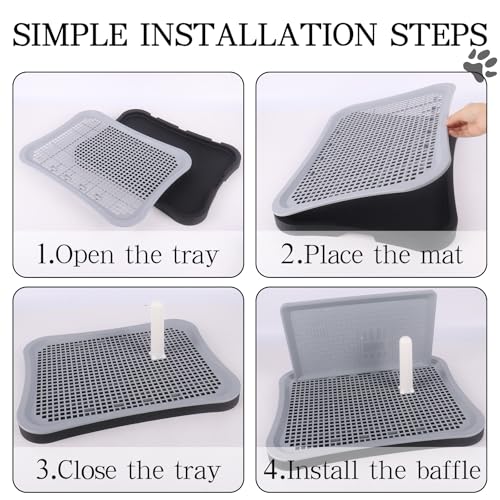 Indoor Dog Potty Tray with Splash Guard, 20"x15.5"x1.4" Pee Pad Holder for Puppies & Small Dogs, Waterproof Easy-Clean Dog Toilet Training Tray (Gray)
