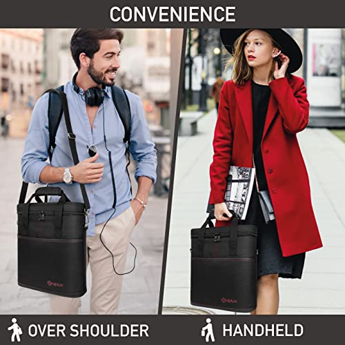 opux 3 Bottle Wine Carrier Tote, Insulated Leakproof Wine Cooler Bag, Wine Travel Bag Tote for Picnic BYOB Beach, Portable Wine Bottle Carrying Case, Gift for Wine Lover Women Men Christmas, Black - color: Black