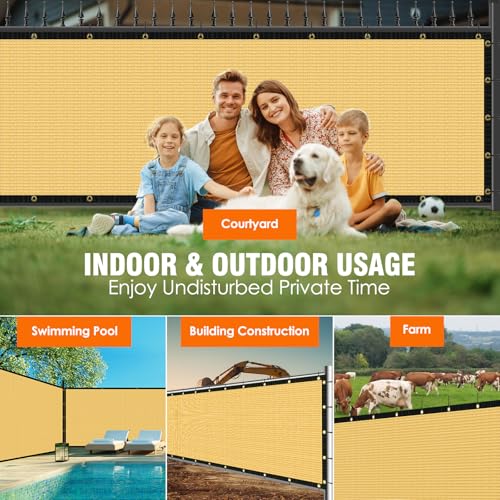 AOSION 6' x 50' Privacy Screen Fence, Heavy Duty 180 GSM Fencing Mesh Net Cover for Outdoor Wall Garden Yard Chain Link, – Easy Installation, UV-Resistant, Fence Privacy with Gloves & Zip Ties, Beige - size: 6' x 50' Beige