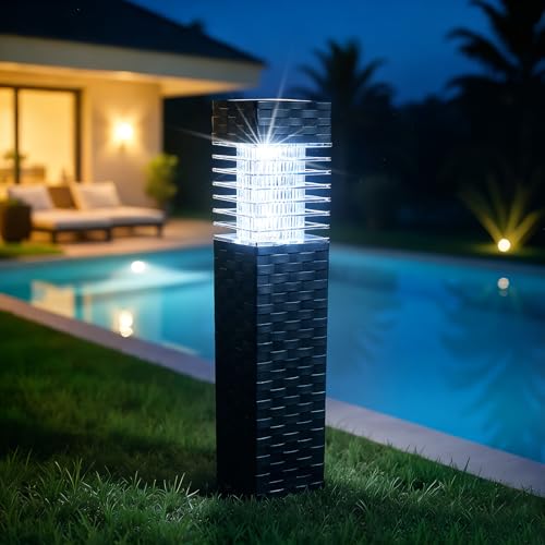 SUNNYPARK Solar Pathway Lights Outdoor, 8 Pack Rattan Pattern Solar Path Lights Waterproof, Outdoor LED Landscape Lights for Walkway, Driveway, Patio, Yard (Cool White) - color: Cool White