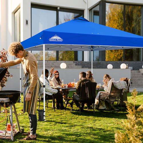 EAGLE PEAK Pop Up Canopy Tent with Wheeled Carry Bag, 8 Stakes, 4 Ropes, 4 Weight Bags, Easy Set Up Tent Canopy, 12x12 ft, 144sqft of Shade, Blue - color: Blue, size: 12x12