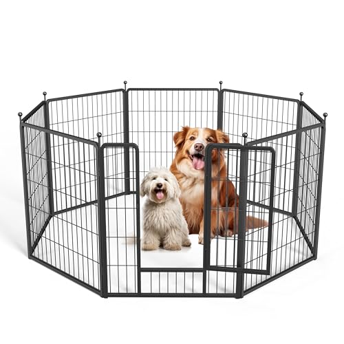 Simple Deluxe Dog Playpen, 32" Height 8 Panels Heavy Duty Dog Pen, Light Weight and Easy to Carry for Travel, Camping, for Small/Medium Dogs, Black - color: Black, size: 32 Inch Height, style: Metal