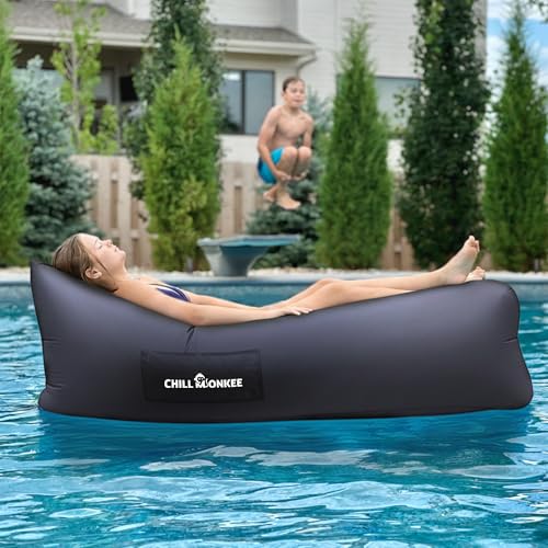 Portable Inflatable Lounger for Beach & Camping – Self-Inflating Air Couch, Beach Sofa, and Outdoor Lounge Chair for Relaxation and Comfort - color: Black