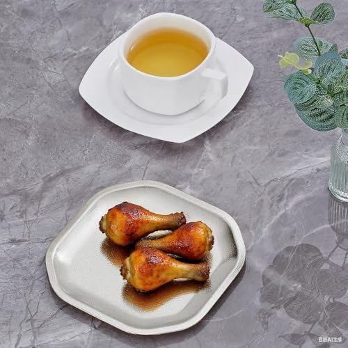 SANQIAHOME 5.9x5.9 inch square Appetizer Plates,thick stainless steel Dinner Plates, Pasta Dessert Plates for Sushi, Fruit oven/Dishwasher Safe, Set of 4,silver - color: Silver, size: 5.9x5.9 in