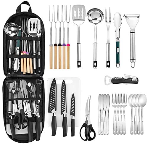 Camping Cookware Storage Bag - Camping Cooking Utensils Set Bag Camping Tool Portable Storage Bag Suitable for Knife, Fork, Spoon, Chopping Board, Chef's Knife,Kitchenware Storage - color: Ethnostyle kit