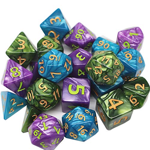3 Pack 25mm Giant DND Dice Set for Dungeons and Dragons D&D RPG Pathfinder Role Playing Game Blue Green Purple Oversize Polyhedral Dice with Bag - color: Blue Green Purple