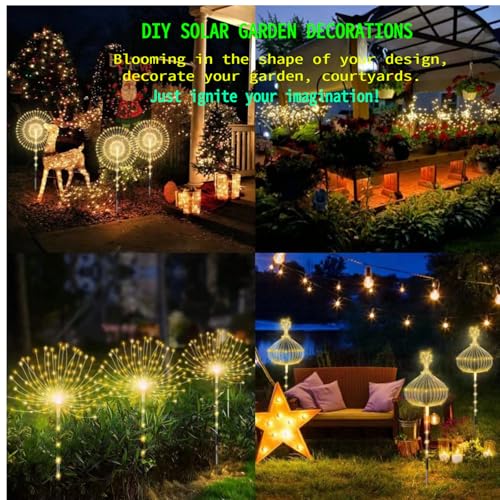 Garden Decor Solar Lights Outdoor,155LED 8 lighting modes pole light Waterproof Warm White Solar Garden Lights for Christmas, Halloween Decoration,Yard, Patio, Porch,Flower Pot,Pathway (2Pack) - color: Warm White