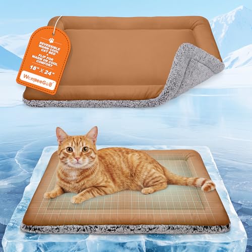 Cooling Cat Bed, Self Warming Cat Bed, Reversible Warm & Cooling Cat Bed, Winter Warm Cat Pad & Summer Cooling Cat Mat for Kittens & Small Dogs, Perfect for Crates, Beds & Sofas, Dark Brown, 18" x 24" - color: Dark Brown, size: 18"x24"