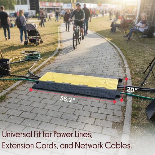 Pyle Durable Cable Ramp Protective Cover - 2,000 lbs Max Heavy Duty Cable & Hose Protector w/ Flip-open Top Cover & 5-Slot Multi-Channel Design - Cable Concealer for Outdoor & Indoor Use-Pyle PCBLCO28