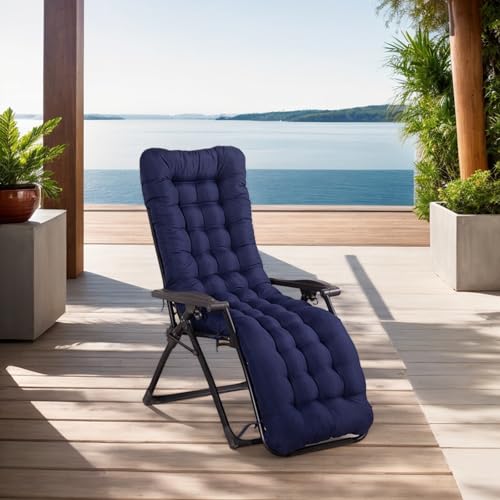 ERWUDEling Zero Gravity Lounge Chair Cushion 67 Inch - Thick & Soft Waterproof Patio Furniture Cushion for Outdoor/Indoor Use, Non-Slip with 6 Ties, Blue (19" W x 67" L x 4" T) - color: Blue, size: 67x19x4 inch