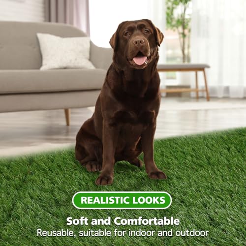 XLX TURF Interlocking Fake Grass Pad for Dogs Potty Tiles - 9 Pack 12" X 12" Square Artificial Grass Pee Mat for Puppy Tray Self Draining Indoor Outdoor Use