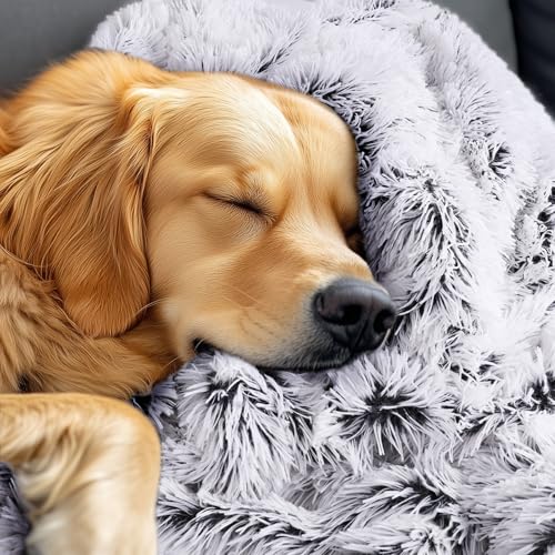 Luciphia Large Waterproof Dog Blanket for Pet Washable Liquid Proof Bed Intimacy Protection Shaggy Plush Calming Long Faux Fur Couch Cover Calming Cat Throw Blankets, Mist Grey, 60" x 80" - color: Mist Grey, size: 60"x80"