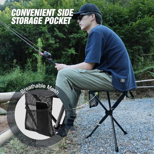 REDCAMP 2 Pack Extra Tall Folding Tripod Stools for Adults, Lightweight Portable Camping Stools for Blinds, Small Tripod Chairs for Fishing Backpacking Travel, Black - color: Black, style: Tall