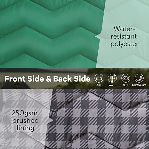 UNIKOME Waterproof Puffy Camping Blanket - Lightweight Packable Outdoor Quilt with Corner Loops, Warm Compact Blanket for Cold Weather Hiking Picnic Stadium Travel, 75"×52", Green - color: 05 Green