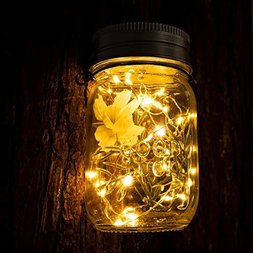 GIGALUMI Solar Mason Jar Lights, 12 Pack 30 Led String Fairy Lights Garden Lights Outdoor Waterproof Hanging Solar Lanterns for Outdoor, Garden, Patio, Lawn, Balcony Decoration - size: 12 Pack
