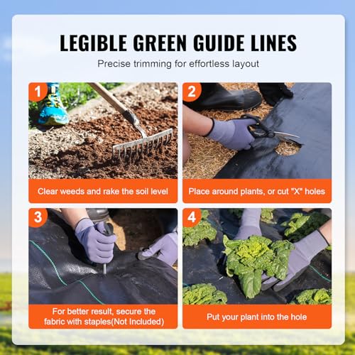 VEVOR 4FTx300FT Premium Heavy Duty Weed Barrier Landscape Fabric, 3.2OZ Woven Geotextile Fabric Under Gravel, High Permeability for Weed Blocker Weed Mat, Driveway Fabric, Weed Control Garden Cloth - size: 4FT*300FT-3.2OZ, style: Woven