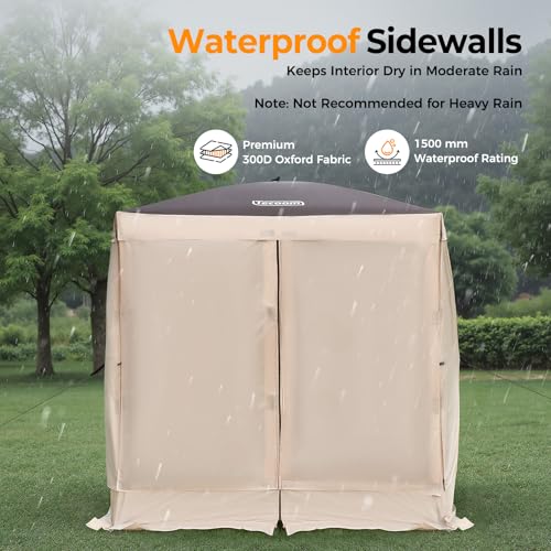Tecoom 4-Sided Pop Up Gazebo Tent, Instant Screen House with Mosquito Netting Canopy for Camping, Waterproof & Removable Siedwalls, 6x6ft Portable Sun Shelterl for Outdoor, Garden, Backyard - size: 6.1x6.1ft
