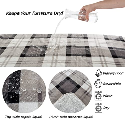 PETMAKER Pet Blanket - Reversible Waterproof Plaid Throw Protects Couch, Car, and Bed from Spills, Stains, or Fur - Dog and Cat Blankets (Gray), Large - color: Gray Plaid, size: Small