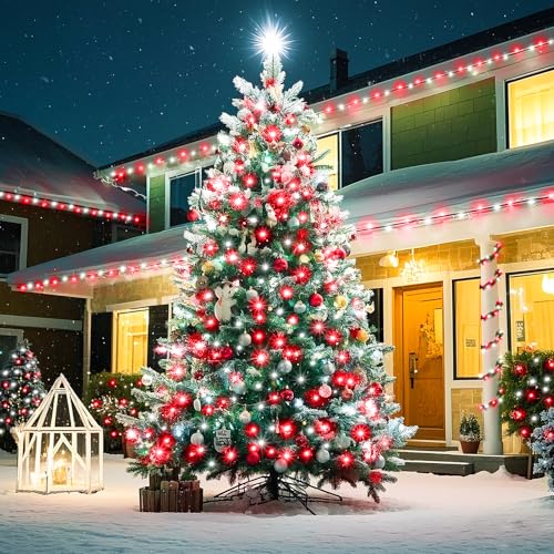 KNONEW 403ft 1000 LED Christmas String Lights Outdoor 8 Modes & Timer Fairy Light Plug in Waterproof for Xmas Yard Tree Wedding Party Holiday Decorations (Red and White) - color: White and Red, size: 403FT 1000 LED