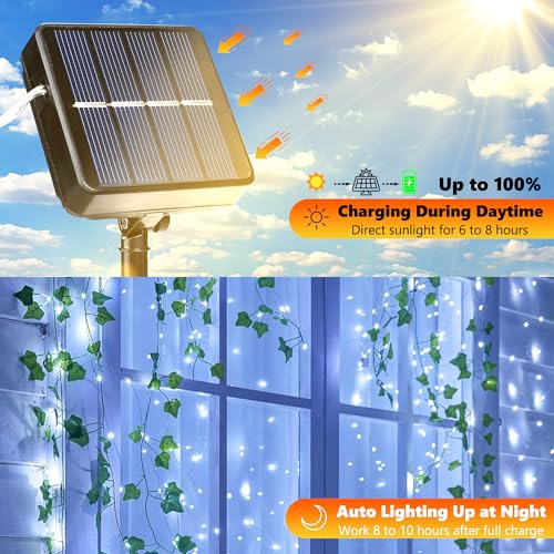 Joomer Solar Fairy Lights, 2-Pack Total 80FT 240LED Solar String Lights Outdoor Waterproof 8 Lighting Modes for Patio Fence Party Garden Yard Home Holiday Tree Outdoor Decoration (White) - color: White, size: 2*120led