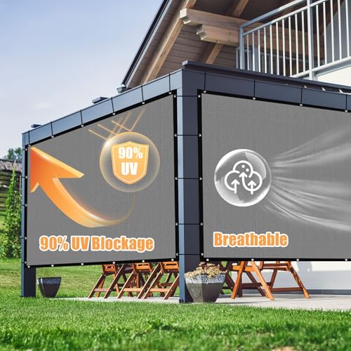 Amagenix 90% Sun Shade Cloth with Grommets, 3' x 10' Pergola Replacement Shade Cover Canopy Privacy Screen for Outdoor Patio Garden, Gray (We Customized) - color: Gray, size: 0 3 x 1 0 FT