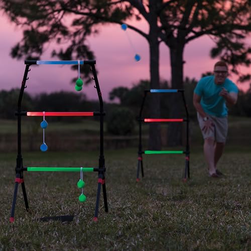 Wild Sports Light-Up Ladderball Set - LED Powered Ladder Balls Set - Includes 6 Light-up Bolos