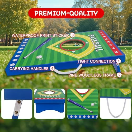 GOTHINK Portable Cornhole Game Set for Adults & Kids - Wooden Cornhole Board Set with 3 Blue 3 Red Cornhole Bean Bags, Excellent for Office Toss, Indoor & Outdoor Play - Gift for Boys & Girls Birthday - color: 1 Hole