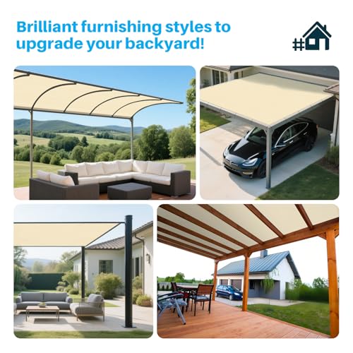 Patio 8' x 16' Sun Shade Cloth with Grommets, Outdoor Shade Sail Pergola Shade Cover Canopy, UV Block Privacy Screen Fabric with Straight Edge for Garden Deck Backyard Porch, Beige
