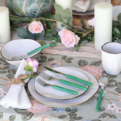 ANNOVA Silverware Set, Retro/Rivet Colorful Stainless Steel Tableware Kitchen Flatware Set Utensils, Includes Dinner Knives, Forks, Spoons, Salad Forks & Dessert Spoons (Green, 10 Pieces) - color: Green
