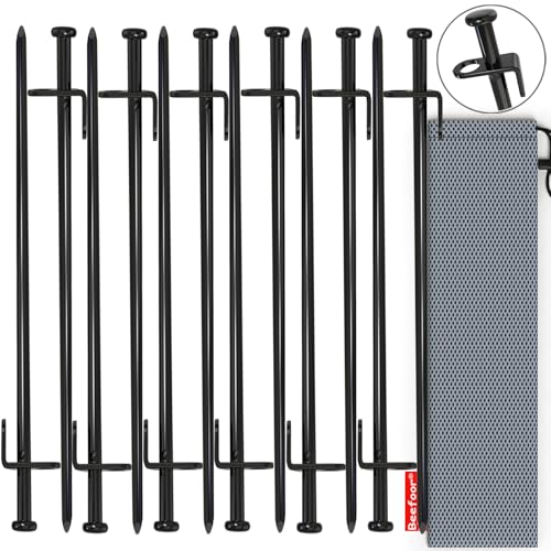 Heavy Duty Steel Tent Stakes - Tarp Pegs Camping Stakes for Outdoor Camping Canopy and tarp, 12 inch 8/10/12PC Pack