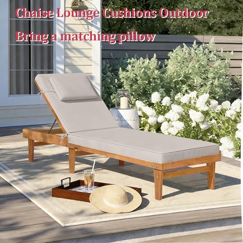 Chaise Lounge Cushions Outdoor 72x21x4 Inch, Patio Lounger Chair Cushion with Removable Cover, Fade Resistant Replacement Pad for Outdoor Furniture (Beige, 72x21x4 inch) - color: Beige