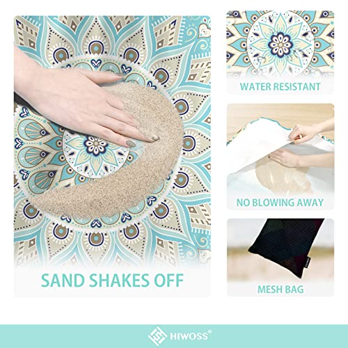 Beach Blanket Waterproof Sandproof Oversized 95”x 80”,Sand Free Beach Mat with Corner Pockets,Portable Mesh Bag for Beach Festival,Picnic,Travel and Outdoor Camping (Tealish Green) - color: Tealish Green