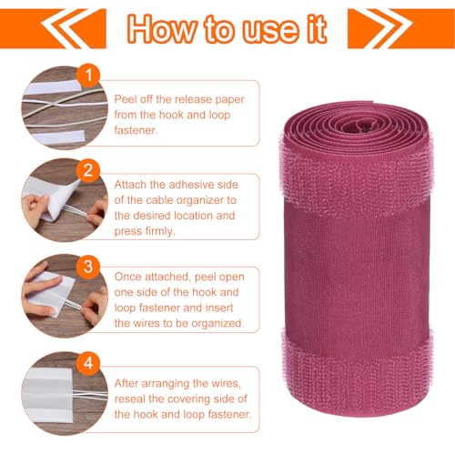 MECCANIXITY Floor Cord Cover 9.8 Ft x 4" Grip Floor Cable Protector Management for Home Floor with Adhesive Backing Prevent Tripping Nylon Polyester Blend Red 2Pcs - color: Red, size: 9.8 Ft x 4"