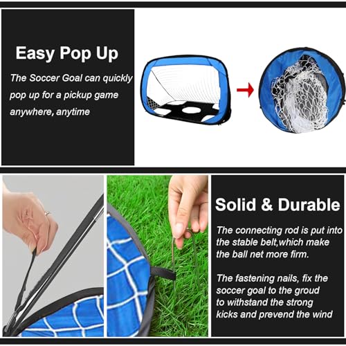 Soccer Goal for Backyard, 4'x3' Pop Up Football Goal, Target Practice for Young, Optional Soccer Equipment with Portable Goal, Soccer Training Mat/Cones/Resistance Bands/Agility Ladder - style: Goal*2, Cones*12, Training Mat*1, Ball*1