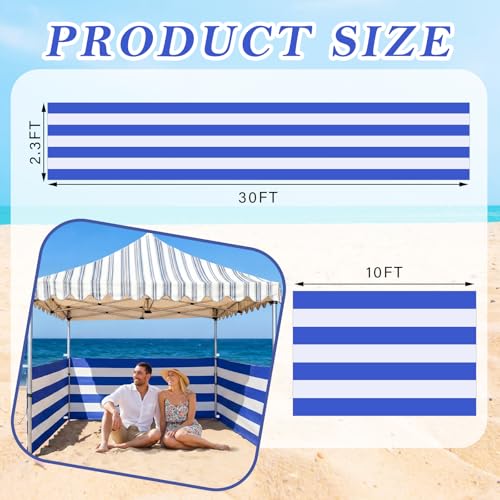 30 FT Beach Wind Blocker for 10x10 FT Beach Tent Wind Screen Fit Beachs Canopy Barrier Sunbathing Privacy Screen Fence with Carry Bag Outdoor Summer Vacation Sand Protection Travel Camping
