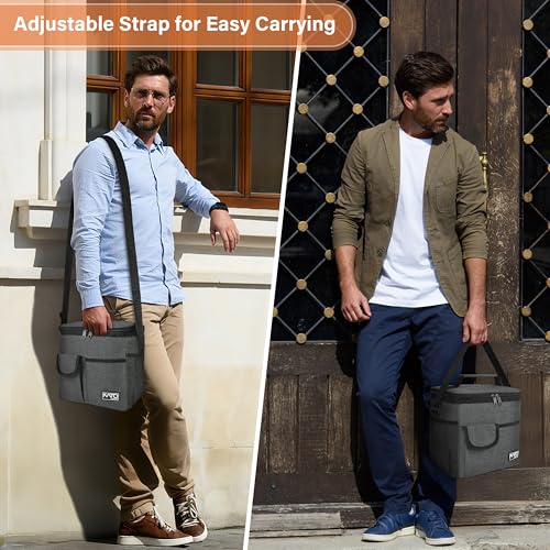 Tirrinia Insulated Large Lunch Bag for Women Men, Leakproof Lunch Box Containers for Adults, Work, School, Soft Lunchbox for Kids, Boys, Adult Cooler Bag for Picnic, Hiking,Beach,Charcoal - color: Charcoal, size: Large-10.5L