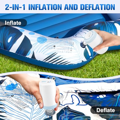 Sinbyuer Portable Mini Air Pump for Inflatables, USB-C Electric Inflator Air Pump with 5 Nozzles, 4KPa Ultra-Fast Inflation/Deflation Tiny Air Pumps for Pool Floats, Air Mattress