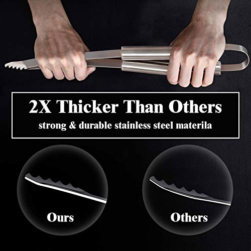 ROMANTICIST 27pcs Heavy Duty Grilling Gifts for Men Dad Fathers Day, Extra Thick BBQ Accessories Tools Set, Stainless Steel Grill Utensils Kit with Meat Claws, Canvas Bag for Outdoor Camping Silver - color: Silver