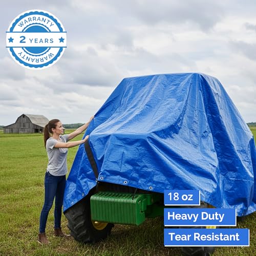 Covers & All Heavy Duty Waterproof Tarp – 18 Oz PVC Polyester Vinyl Tarp, Tear & UV Resistant with Reinforced Edges and Grommets for Industrial, Construction & Equipment Coverage (5 ft x 7 ft, Blue) - color: Blue, size: 5' H x 7' W