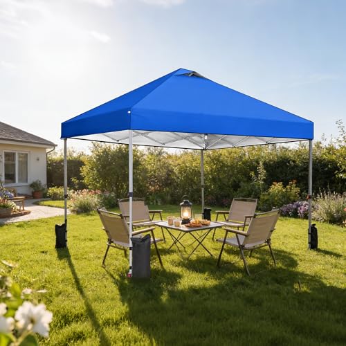 OLIXIS 10x10ft 1-Person Pop Up Canopy Tent, Heavy Duty One Push Setup Portable Outdoor Shelter for Beach Events Camping with Rolling Carry Bag, Navy Blue - color: Navy Blue, size: 10 x 10 FT(one push)