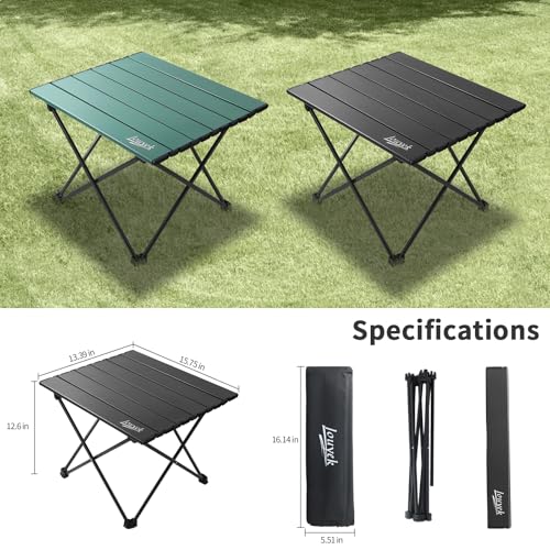 JOUYEK Small Camping Table, Ultralight Aluminum Folding Table with Carrying Bag, Portable & Lightweight Camping Side Table for Outdoor Camping, Picnic, Beach and Fishing, Black - color: Black