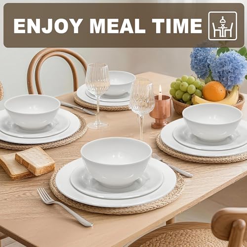 6 Sets 8 Inch Plate Set Unbreakable Lightweight Dessert Plates - White Dinner Plates Dishwasher Safe Outdoor Kitchen Kids Snack Plate Scratch Resistant Reusable Gift For Wedding Home Everyday Use - color: 8 in Plate White