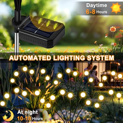 NBQQ Solar Garden Lights,Solar Firefly Lights,Solar Lights Outdoor Decorative,Sway by Wind, High Flexibility Iron Wire & Heavy Bulb Base,Yard Patio Pathway Lawn(Warm White, 8 Pack) - color: Warm White, size: 8 pack