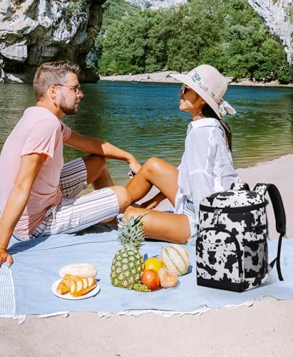 Cooler Backpack, 22L Waterproof Soft Backpack Coolers Leak Proof Beach Backpack Insulated Picnic Lunch Bag for Fishing Camping,Beach,Hiking,Travel - color: Cow Print