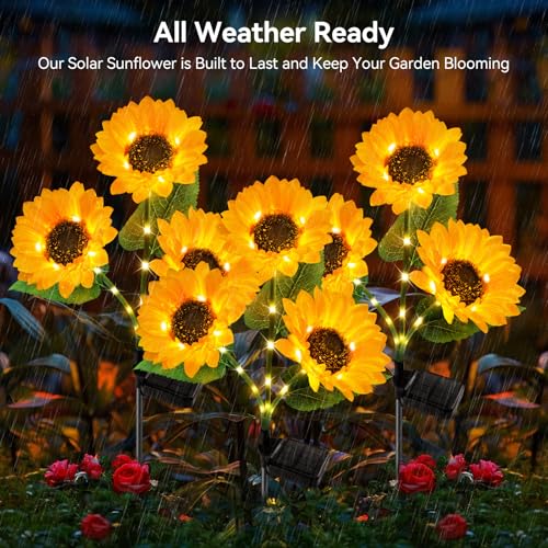 KOOPER Solar Lights Outdoor Decor - 6 Pack Solar Garden Lights with 18 Sunflower Lights, Auto ON/Off, Waterproof for Garden, Patio, Backyard - size: 6 Pk