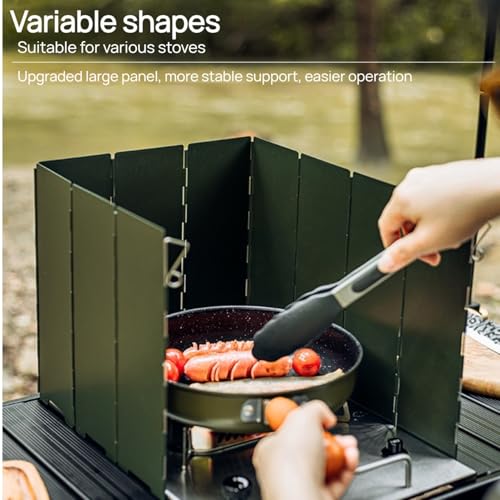 Foldable Camping Stove Windscreen, Green Aluminum Outdoor Windshield Gas Stove Lightweight Wind Screen for Camping, Wind GuardGlamping, Hiking, Picnic, Backpacking - color: green