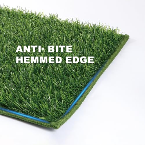 HQ4US 4LEGS Artificial Grass, Dog Pee Grass Pads for Dogs Potty, 2PCS Odor Free Fake Grass for Dogs Large 32’’×22’’ with Countless Drainage Holes, Dog Potty Grass Hemmed Edge Realistic - size: L - 32'' X 22'' for Dog＜ 28" Length