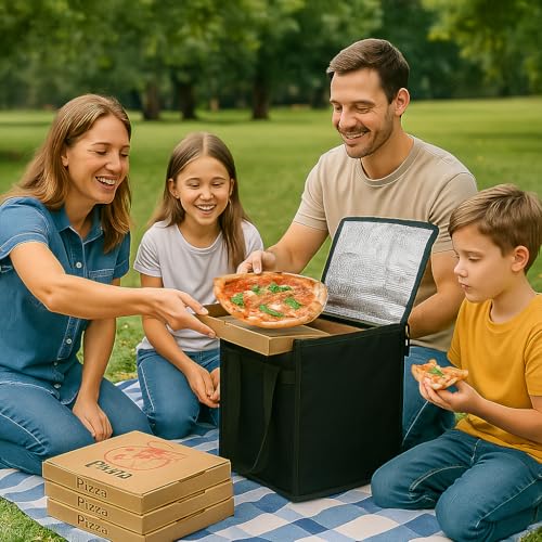 Bodaon Insulated Pizza Delivery Bag, 16" x 16" x 14" Pizza Warmer Bags for Carry Hot, Commercial Delivery Bag, Food Warmers for Parties, Pizza Pack Insulation, Pizza Carrier, Black, 1-Pack - color: Black-Red