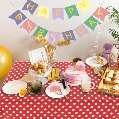4 Pack Red Polka Dot Tablecloth,Red and White Tablecloths Disposable Plastic Rectangular Picnic Table Cover,Suitable for Rectangular Tables(54 x 108 Inches) - color: Polka Dot Red, size: 54" x 108" Rectangular (4 Pack)